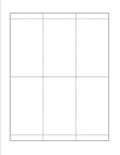 Print-Ready Index Cards (2-5/6" x 5"), 6-UP, Perfed for Separation on 8-1/2" x 11" White 67lb Vellum Paper - 100 Sheets (600 Index Cards)