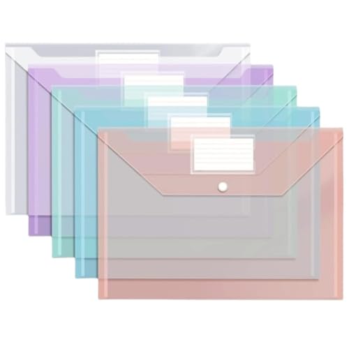 20 Pack A4 Envelopes with Snap Button Waterproof File folders