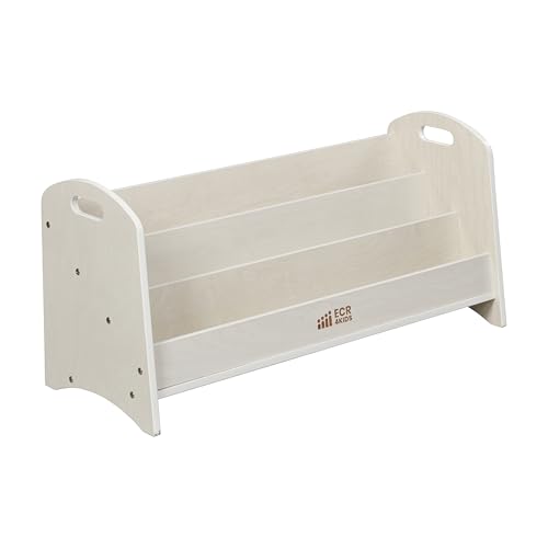 ECR4Kids 3-Shelf Floor Book Display with Handles, 36in, Childrens Furniture, White Wash
