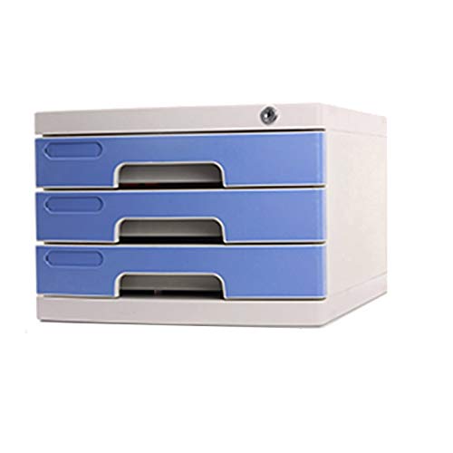 EliteBloom Flat File Cabinet, Drawer Organizer 2/3/4 Layers, with Lockable Environmentally Friendly Plastic-Blue,A