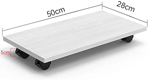 SUNSKYOO CPU Stand, PC Tower Stand, CPU Stand, Wooden Stand with 4 Swivel Casters Under Desk, Fits Most PCs-White||50 * 28cm