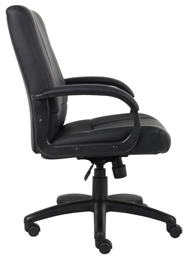 Scranton & Co Mid-Back Executive Office Chair, Black Caressoft Upholstery, Height Adjustable, Tilt Function, Lumbar Support, Rolling Casters, Contemporary Design for Home or Workplace Use