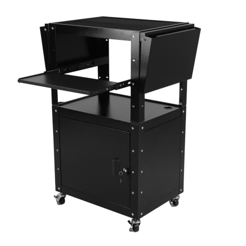 Generic Rolling AV Carts Cabinet with Locking Cabinet and Keyboard Tray 3D