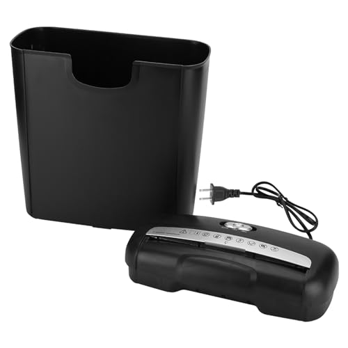 6-Sheet Strip Cut Paper, Office Shredders for Home Micro-Cut Commercial Paper Machine Portable Credit Card with 2.6 Gallons/10L Wastebasket, Black