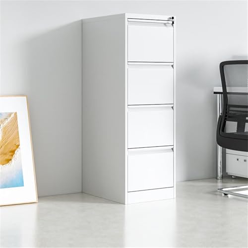 Uneeruiqy 4 Drawer File Cabinet, Heavy Duty Vertical Filing Cabinets with Lock, Metal Steel Storage Cabinet for Office and Home, Assembly Required, White