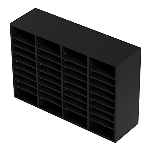 VEVOR Wood Literature Organizer, 36 Compartments, Mailboxes Slot with Removable Shelves, File Sorter for Office, Home, Classroom, or Mailrooms Organization, Black