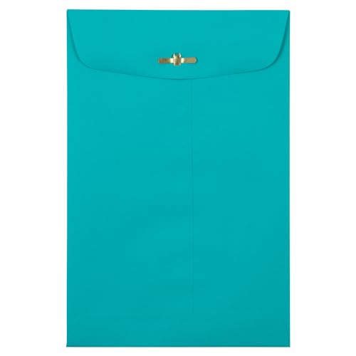 JAM PAPER 6 x 9 Open End Catalog Colored Envelopes with Clasp Closure - Sea Blue Recycled - Bulk 250/Box