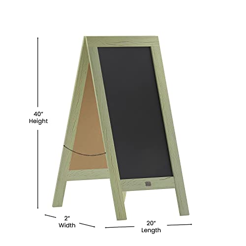 Flash Furniture Magnetic Wall Mount Chalkboard, 40" x 20", Green