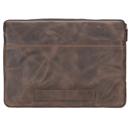 VENOULT Genuine Leather Laptop & Tablet Sleeve – Slim Design, Fits Devices up to 12" - 16" – Customizable Design, Soft Suede Lining, Lightweight Case for (Chocolate Brown, up to 16" Devices)