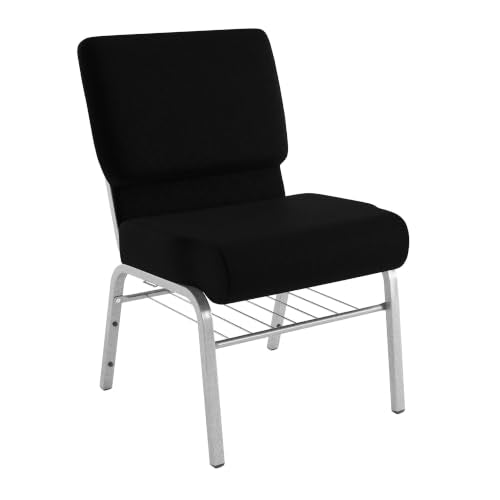 Flash Furniture Hercules 21 in Wide Fabric Church Chair, Black
