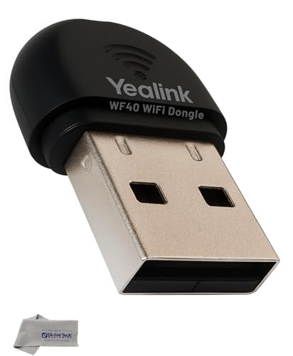 Yealink WF40 USB Wi-Fi Dongle Adapter for Desk Phones - Compatible Phone Models - T46U, T48U,T43U, T44U, T42U, T46S, T48S, T42S,T41S, T53, T52S, T27G, T29G, T46G,T48G Global Teck Microfiber Cloth