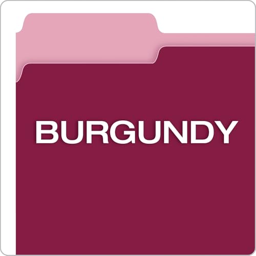 Pendaflex 421013BUR Interior File Folders, 1/3 Cut Top Tab, Letter, Burgundy, 100/Box