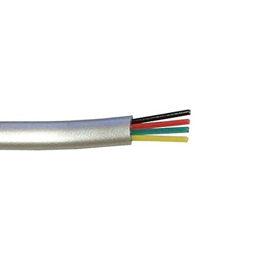 100' FT Flat Phone Cord Cable Wire 4 Conductor 4C Modular RJ11 Line Audio Data Signal Telephone Jack Line RJ-11 Hook-Up Extension, Silver Satin, Bulk Roll with No Connectors