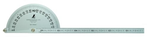 Shinwa Sokutei 62855 Protractor Diameter 12.6 inches (320 mm) Single Pole Pole with Scale 23.6 inches (60 cm) Scale No. 600 Silver
