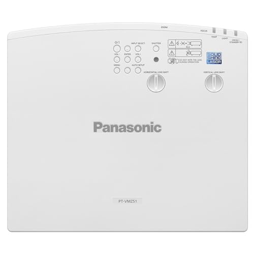 Panasonic PT-VMZ51 WUXGA LCD Laser Projector, 5200 Lumens, White
