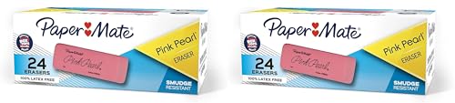 Paper Mate Pink Pearl Erasers, Medium, 24 Count (Pack of 2)
