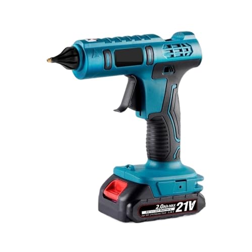 LIBODD Hot Glue Gun Electric Cordless Hot Melt Glue Gun 100W with 10pcs 11mm Glue Stick 21V Battery Car Repair Tool for DIY Arts, Crafts and Quick Repairs(4Ah 1pc)