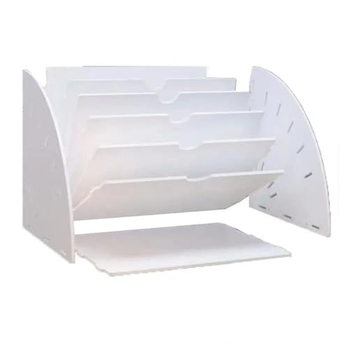 AKOUFAL Fan Shaped Desk File Organizer Durable Easy to Use File Holder Space Saving 6 Compartments Desktop Storage Shelf Stationery