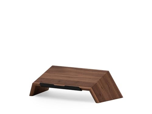 Oakywood Wooden Slanted Laptop Stand - Ergonomic Riser & Holder for 13-14" Laptops - Convenient Desk Stand Wood - 45x22x14cm - Walnut
