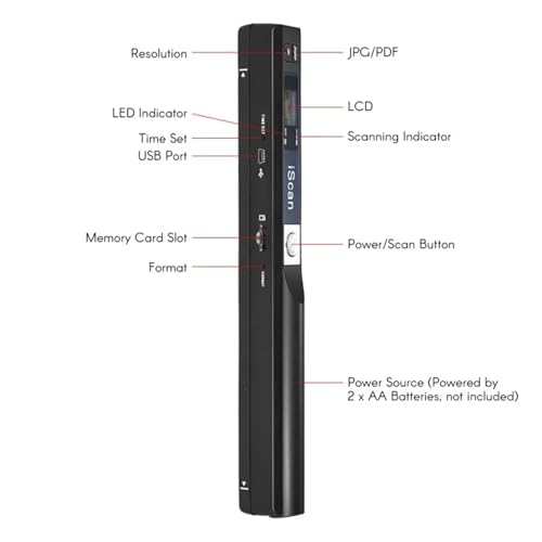 Document Scanner, Mini Portable Scanner 900DPI LCD Display JPG/PDF Format Document Image Handheld A4 Book