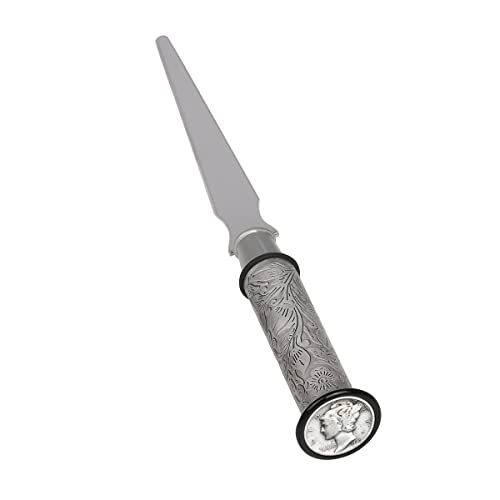 American Coin Treasures Coin Letter Opener Mercury Dime- Antiqued Silvertone Brass Handle-Genuine United States Coin