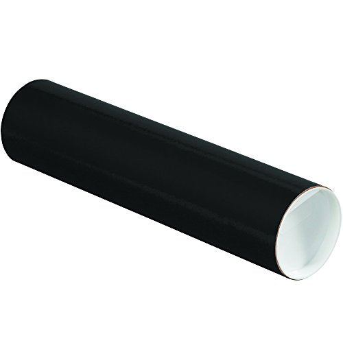 BOX USA Black Mailing Tubes with Caps, 3 Inch x 12 Inch, Pack of 24, for Shipping, Storing, Mailing, and Protecting Documents, Blueprints and Posters
