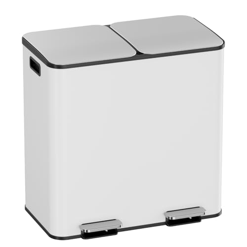 2 x 40L (2 x 10.6 Gallon) Stainless Steel Dual Compartment Trash Can