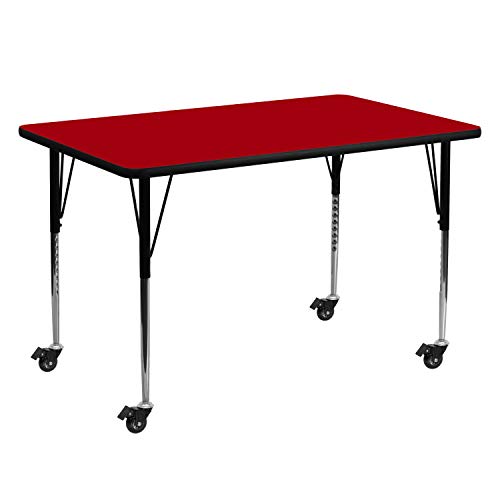 Flash Furniture 60x30 in Rectangular Activity Table, Red