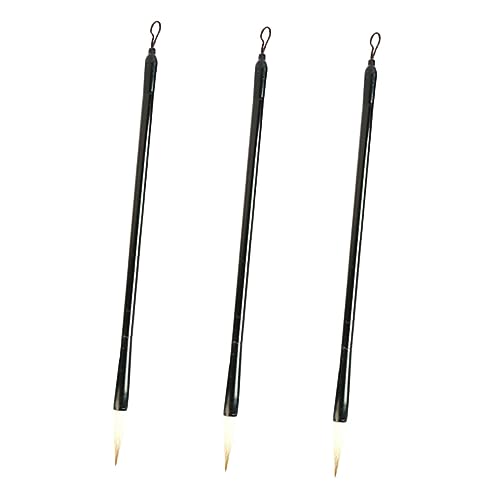 Chinese caligraphy brush, 3 Pcs Writing Brush Practical Brush Pen Ink Brush Wooden Brush Pen Calligraphy Brush Pen Chinese Calligraphy Brush Student Writing Stationary Calligraphy Pen Metal Rod(As Sho