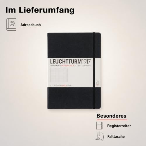 Adresownik Medium Leuchtturm1917 w linie czarny 330862