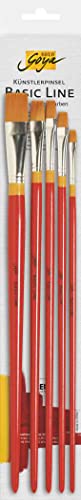 Solo Goya Artist Brush Goldhair Synthetics Universal Brush for Oil and Acrylic Painting 3 Flat Brushes in Sizes 4, 8 and 16 and 1 Round Brush in Size 10