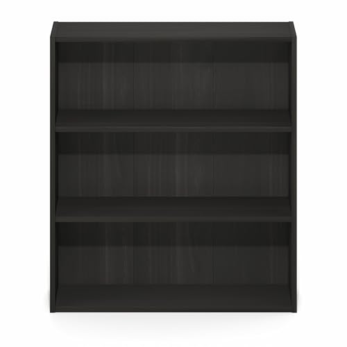 Furinno Basic Book Shelf, 3-Tier Bookshelf, Cube Storage Organizer Bookcase with Open Shelf, 7 x 24 x 26, for Living Room, Bedroom, Home Office, Espresso