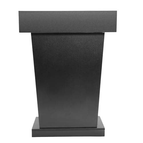 Unnsiapit Wooden Podium Stand, H37.5in Lectern Stand Laptop Holder with Drawer & Storage Shelf for Office Presentation Conference Wedding, L27.5*W11.8in Tabletop, Black