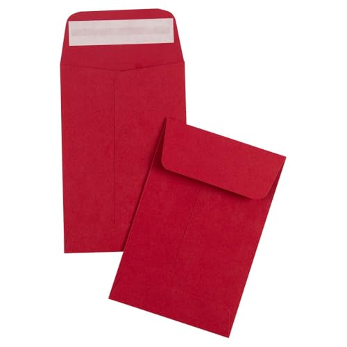 LUXPaper #4 Coin Envelopes | Peel & Press | 3'' x 4 1/2'' | Ruby Red | 80lb. Text | 250 Qty