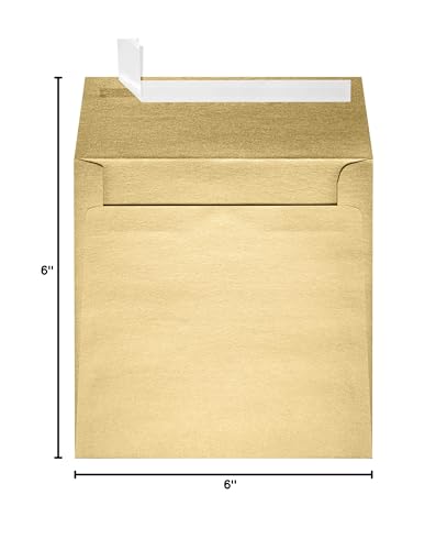LUXPaper Square Invitation Envelopes | Peel & Press | 6" x 6" | Blonde Metallic | 81lb. Text | 500 Qty