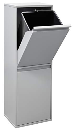 ARREGUI 2 Compartment Steel Waste Bin and Recycling, Alloy, Light Grey, 90,5 x 30,5 x 24,5 cm