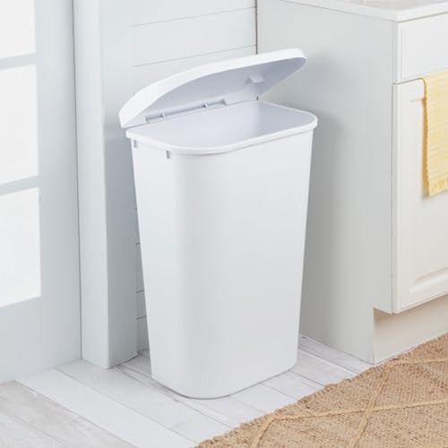 Sterilite Lift Top Wastebasket Trash Can 11.3 Gallon, White, 24-Pack