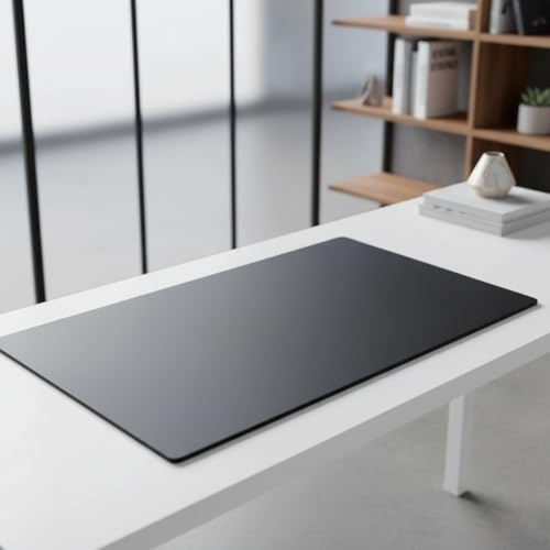 Dacasso 30" x 19" Black Leatherette Luxury Desk Pad Blotter w/Out Side Rails for Writing - Executive Desk Surface Protector