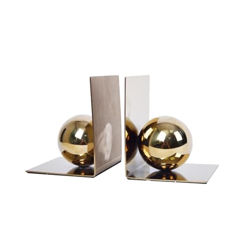 hezhuhe2258 Bookends Bookend Decorative Book Ends for Office Shelves Simple Ball Metal Bookends Heavy Duty Book Stoppers Decor Home School Bookshelf Book Holder