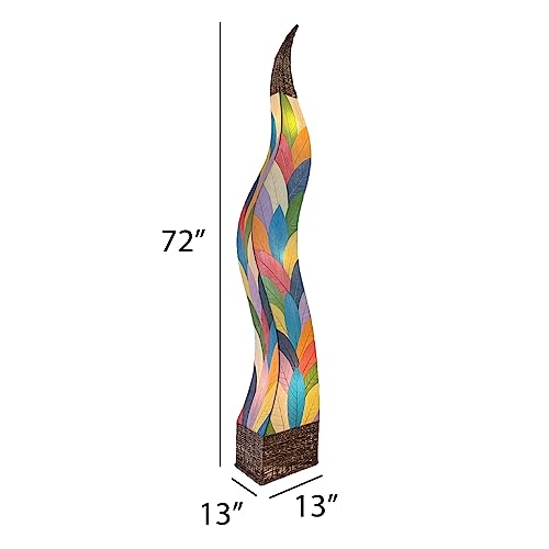 Eangee Home Design Flame Giant Floor Lamp Multi Shade Made of Real Cocoa Leaves 13 Inches Length x 13 Inches Width x 72 Inches Height (310 XL m)