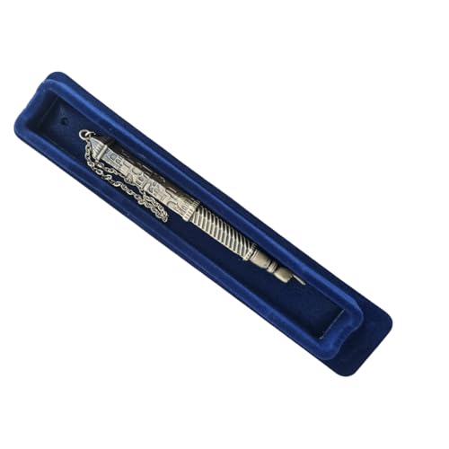 Jerusalem Old City Engraved Torah Pointer Yad with Chain - 6.5" Metal Book Marker for Reading Scripture