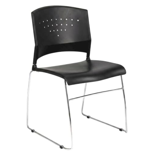 Bison office Polypropylene Stacking Chair with Chrome Sled Base, Stackable Chairs for Conference Room, Waiting Room or Lobby