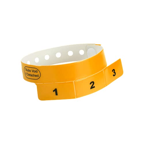 500 WristCo Neon Orange 3 Tab Vinyl Cash Tag Wristbands for Events