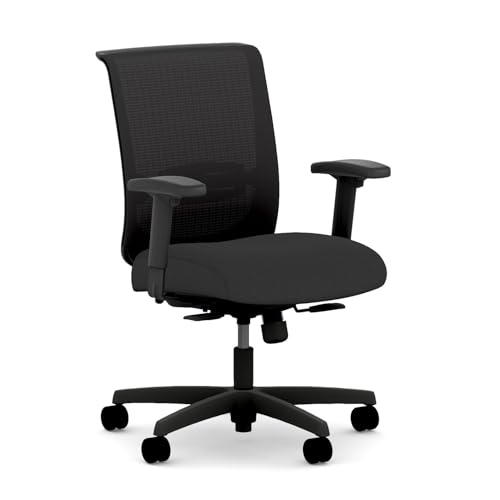 HON Convergence Ergonomic Office Chair with Mesh Seat - Home Desk Chairs with Adjustable Arms, Lumbar Support, Rolling Swivel Wheels, Comfortable Synchro-Tilt Recline - Ore