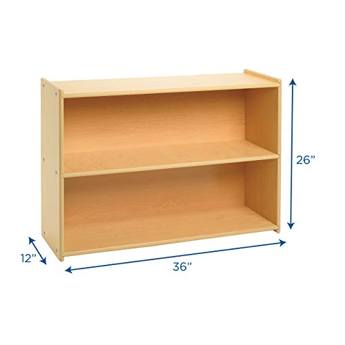Angeles Value Line Narrow 2-Shelf Storage, 36" L x 26" H, Kids Storage Organizer, Kids Bookshelf for Classroom, Playroom, Nursery, Montessori School, Natural