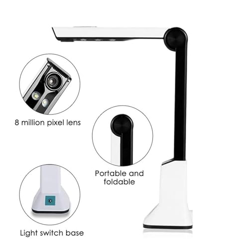 Document Camera, Portable Highdefinition Scanner, Physical Exhibition Stand with Real-time Projection Video Recording Function, A4 to Improve Efficiency for Live Demo