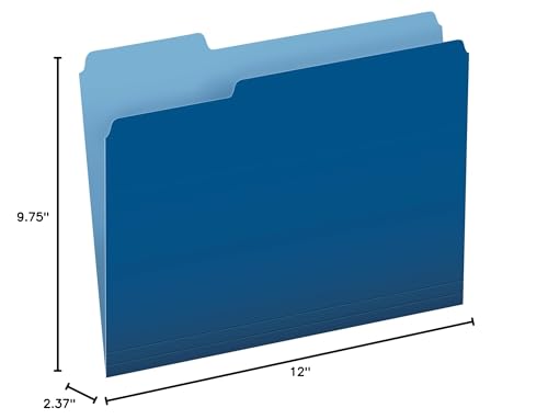Pendaflex Colored File Folders, 100 Pack, Letter Size (8.5" x 11"), Durable Dark Blue Folders, 3 Tabs for Easy Labeling, Colorful School, Office & Home Document Organization