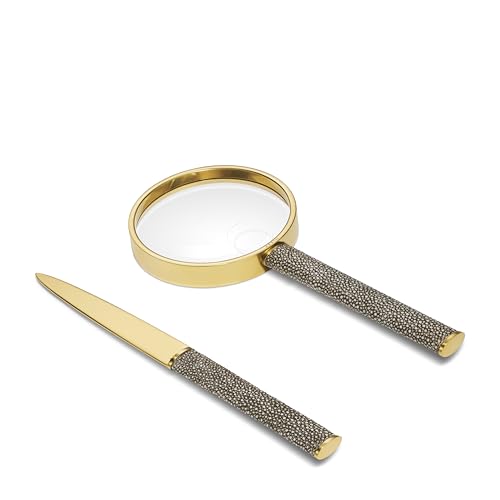 AERIN Chocolate Shagreen Magnifying Glass & Letter Opener Set