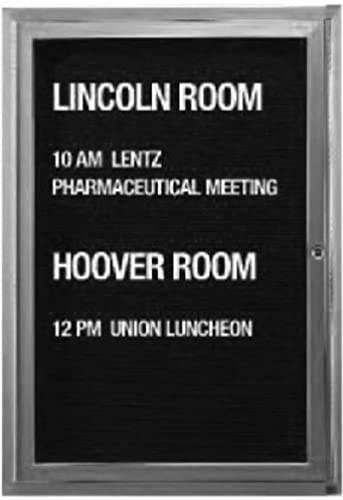 Aarco Enclosed 1 Door Directory Black Felt Letter Board with Aluminum Frame in Clear Satin Anodized Finish - 36"Hx24"W