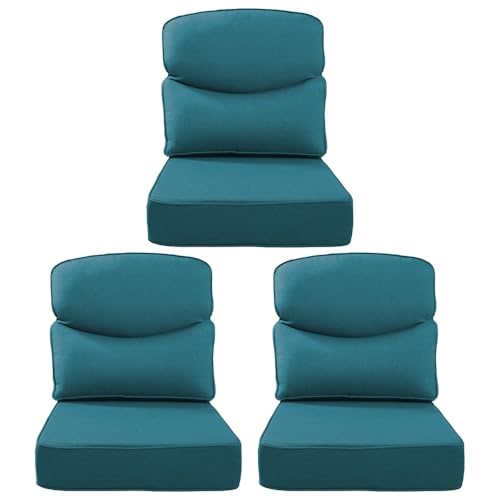 6 in Extra Thick Indoor Outdoor Patio Seat Cushions & Back Pillow Set of 3